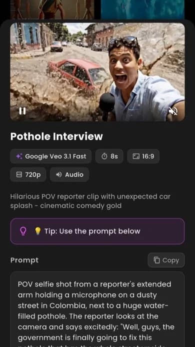 VIBE AI Video Generator iPhone app screenshot